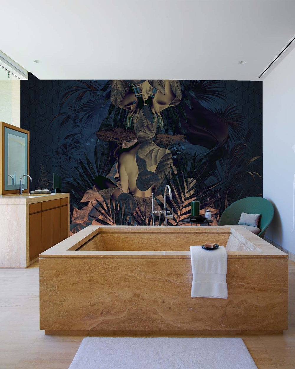Rurikon Blue Lush Tropical Princess Mural M2986 - Sample