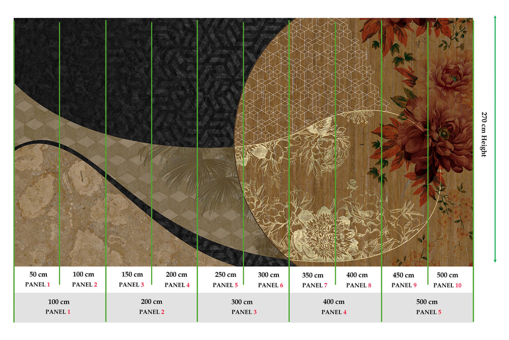 Bronze Brown Overlapping Organic Curves Mural M2988