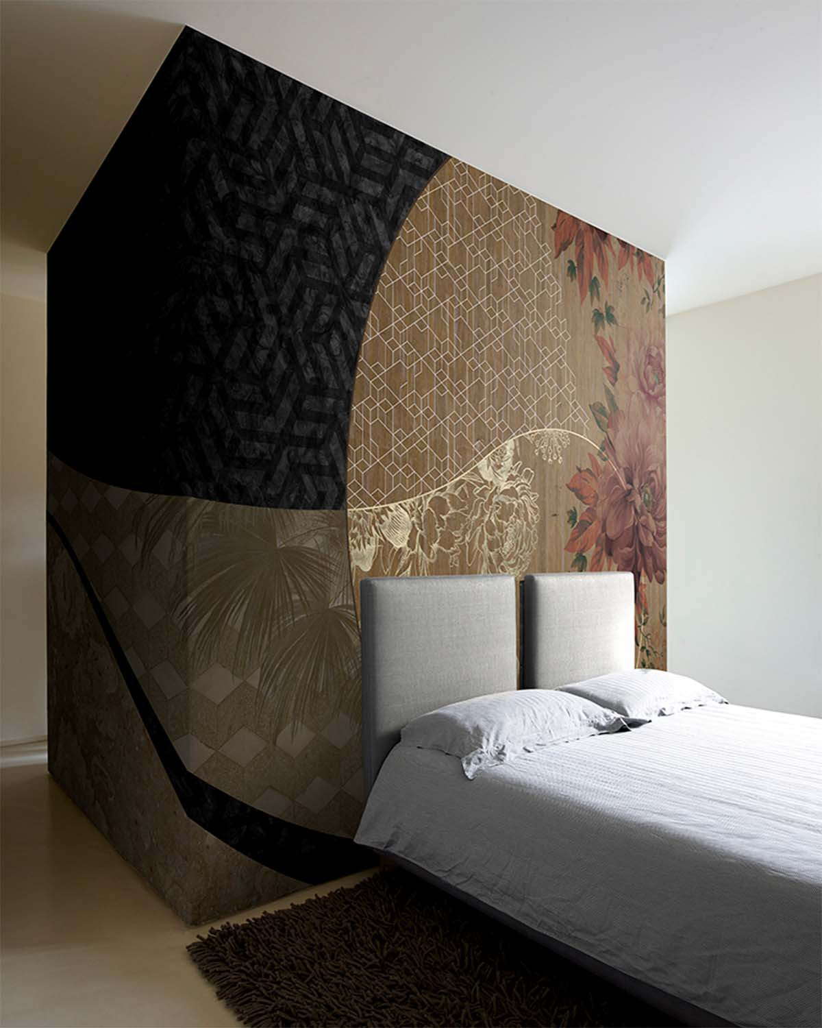 Bronze Brown Overlapping Organic Curves Mural M2988