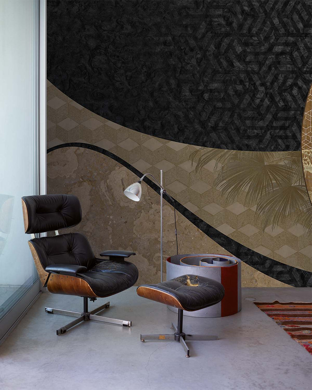Bronze Brown Overlapping Organic Curves Mural M2988