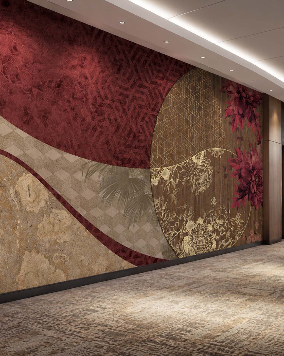 Dark Sienna Overlapping Organic Curves Mural M2989 - Sample