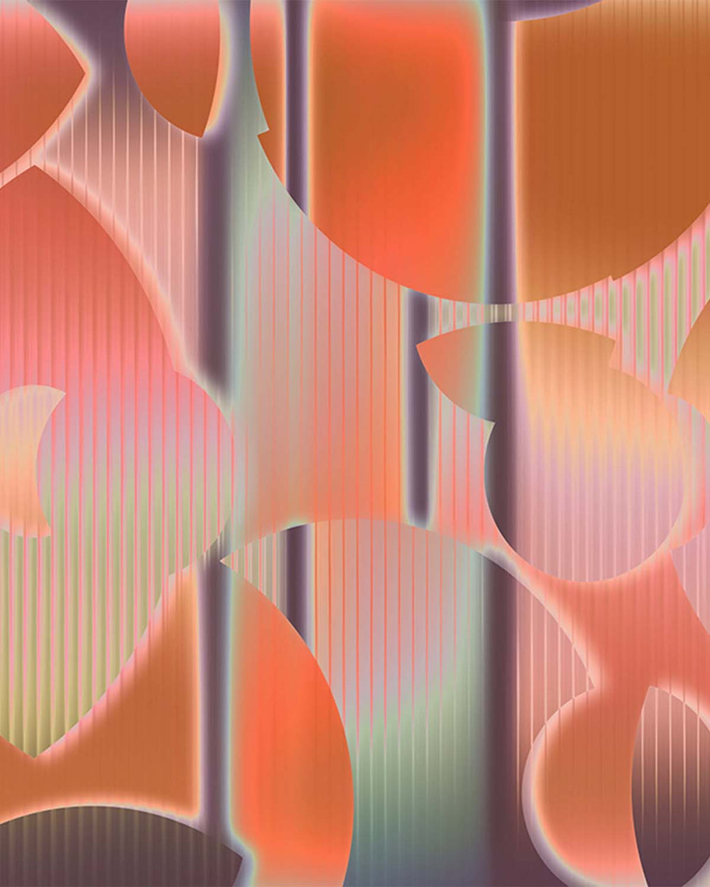 Rosy Queen Modern Geometric Abstract Mural M2991 - Sample