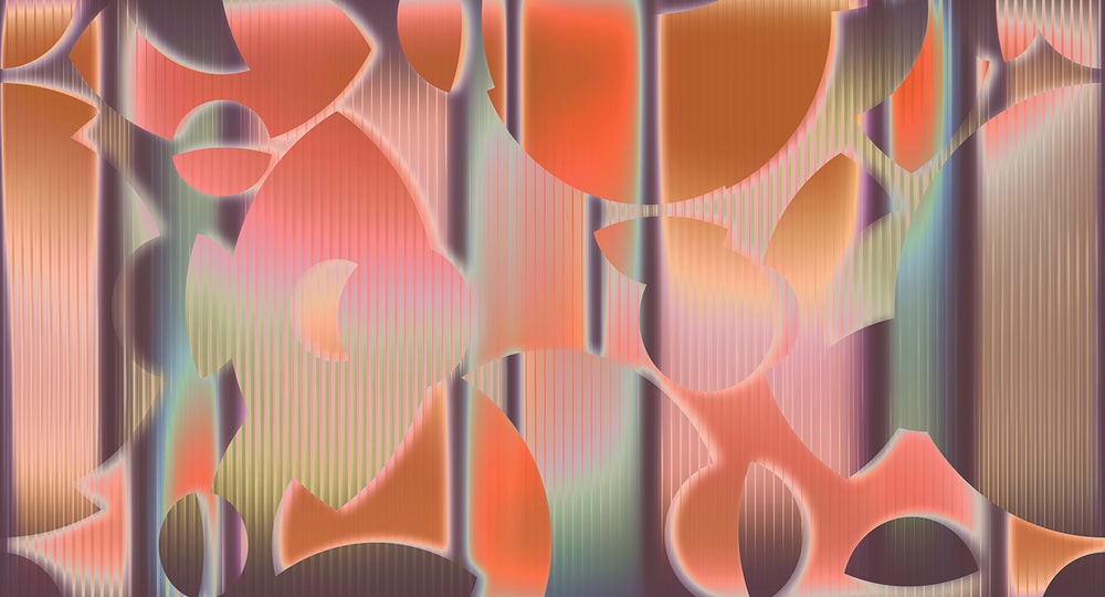 Rosy Queen Modern Geometric Abstract Mural M2991 - Sample