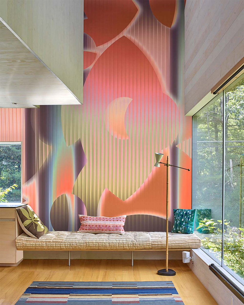 Rosy Queen Modern Geometric Abstract Mural M2991