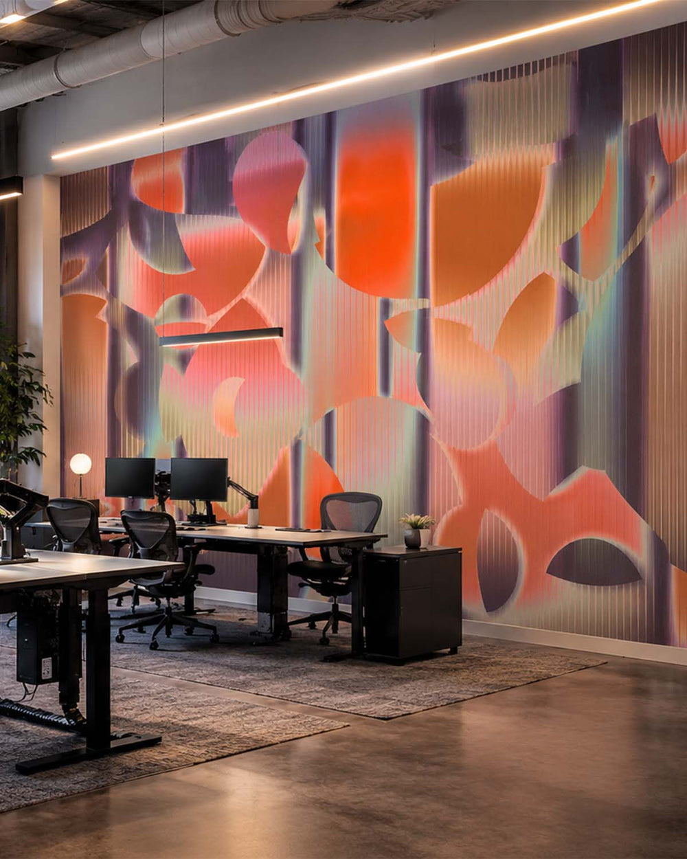 Rosy Queen Modern Geometric Abstract Mural M2991