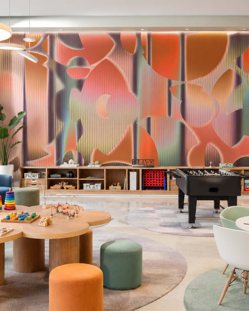 Rosy Queen Modern Geometric Abstract Mural M2991 - Sample