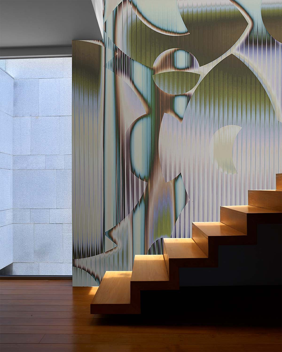 Seryi Grey Modern Geometric Abstract Mural M2992