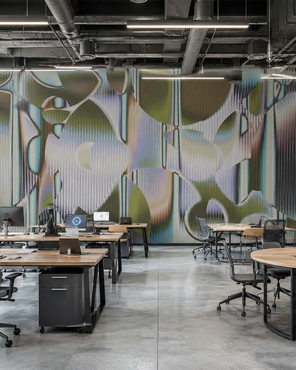 Seryi Grey Modern Geometric Abstract Mural M2992