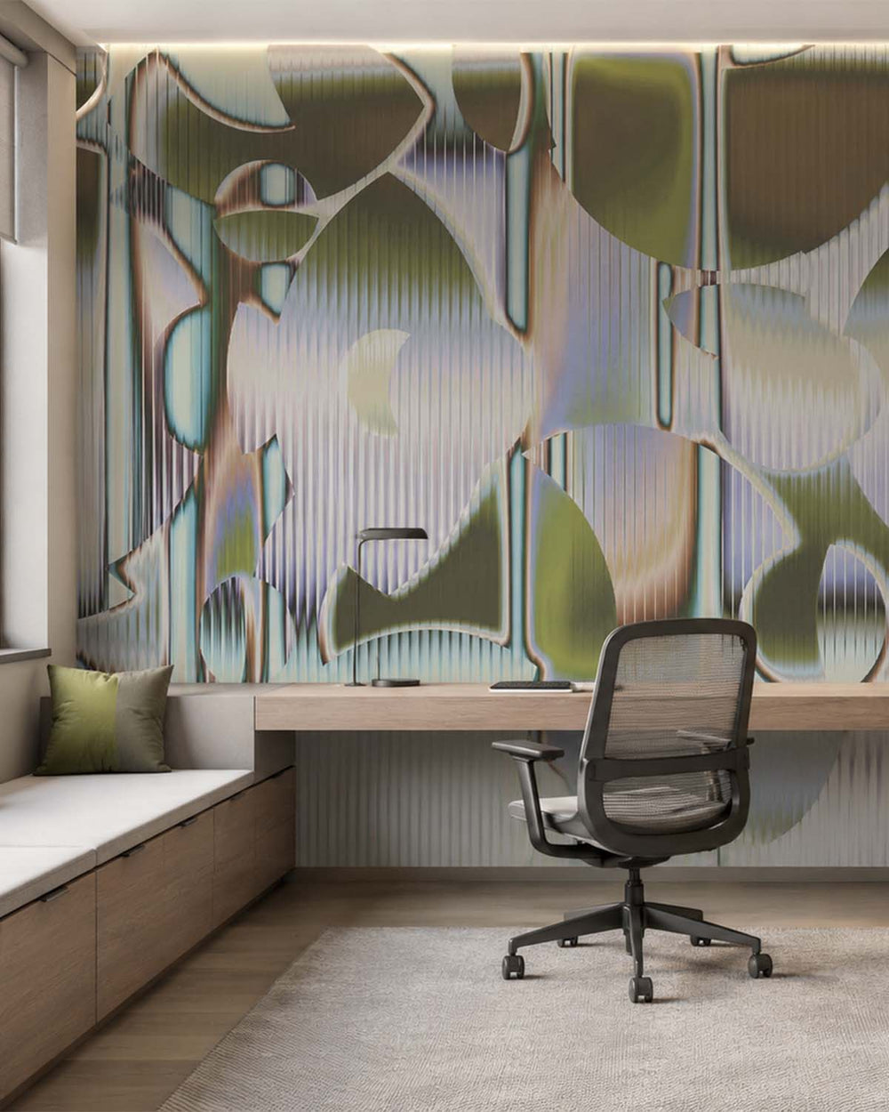 Seryi Grey Modern Geometric Abstract Mural M2992