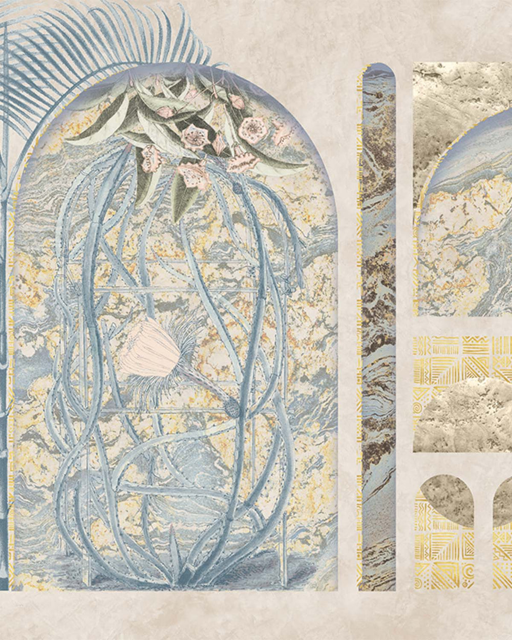 Pearl Oyster Tropical Trompe L'oeil Mural M2994 - Sample