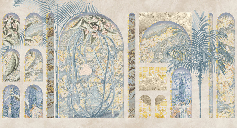 Pearl Oyster Tropical Trompe L'oeil Mural M2994
