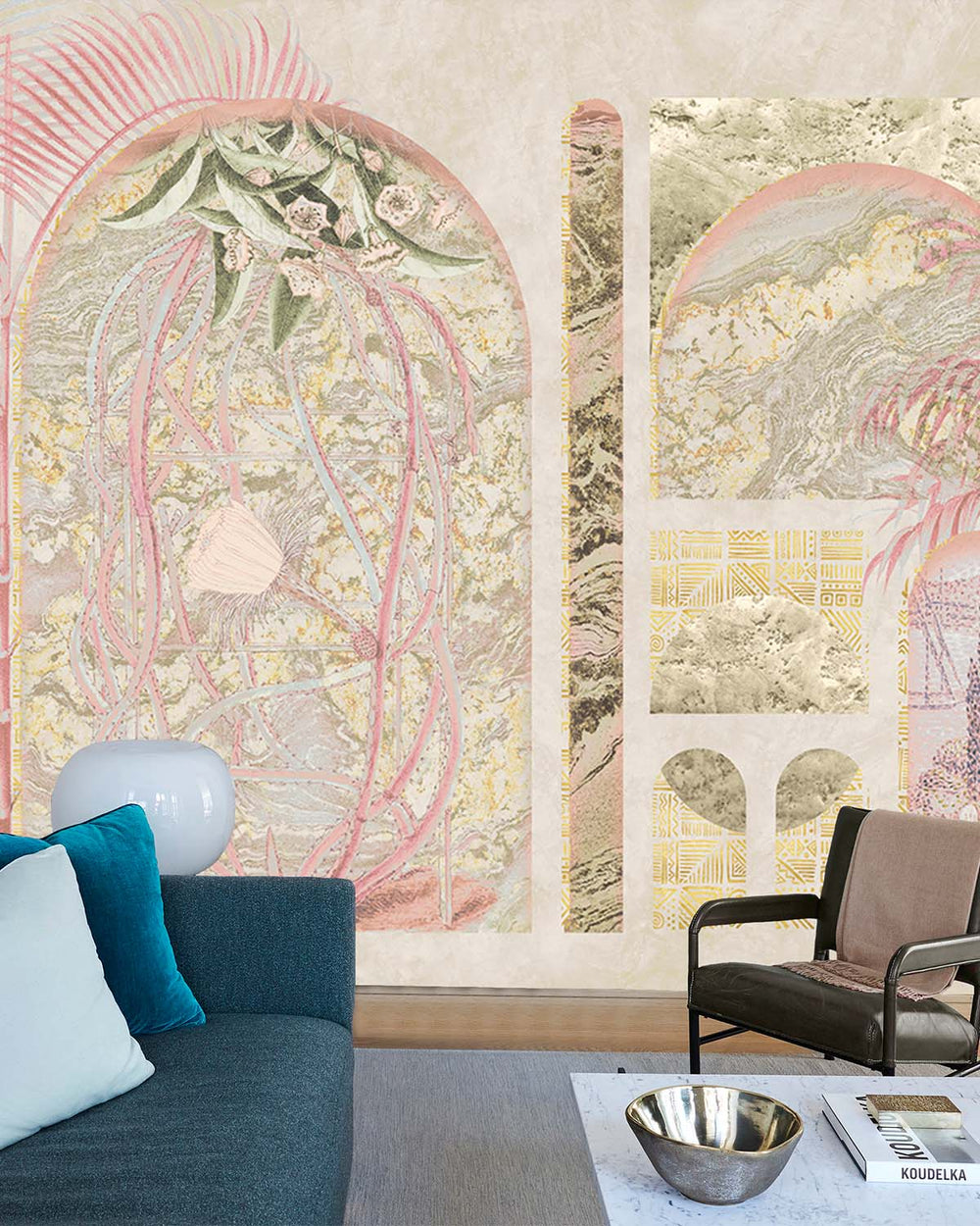 Desert Khaki Tropical Trompe L'oeil Mural M2996 - Sample