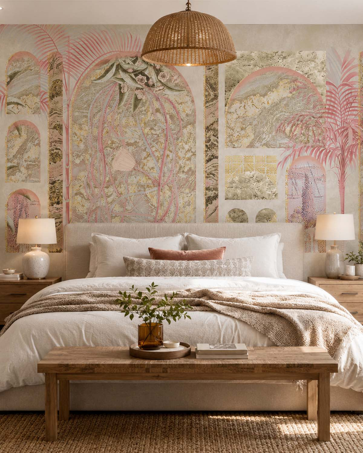 Desert Khaki Tropical Trompe L'oeil Mural M2996 - Sample