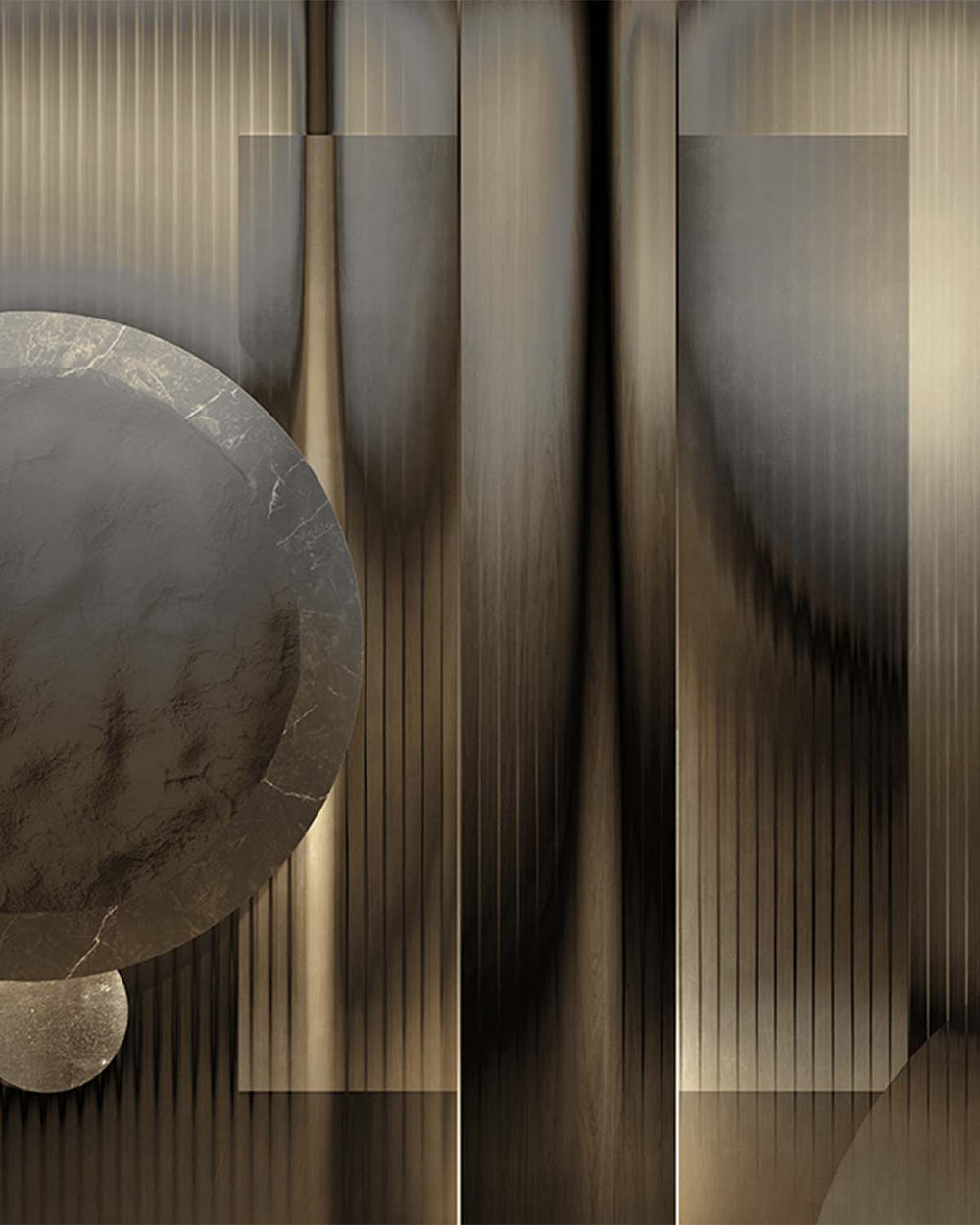 German Grey Abstract Geometric Cosmos Mural M2998