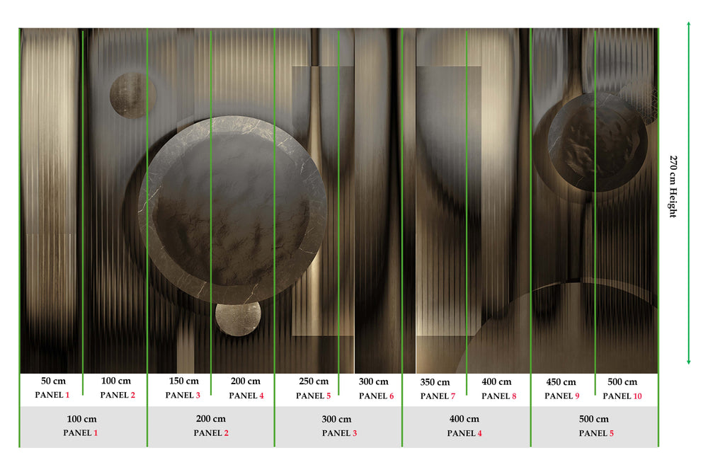 German Grey Abstract Geometric Cosmos Mural M2998