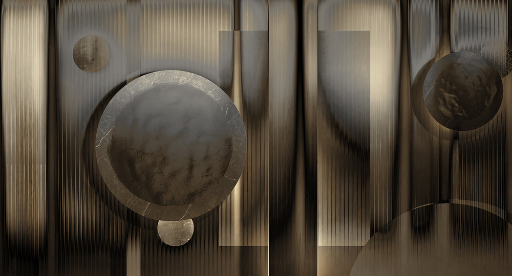German Grey Abstract Geometric Cosmos Mural M2998 - Sample