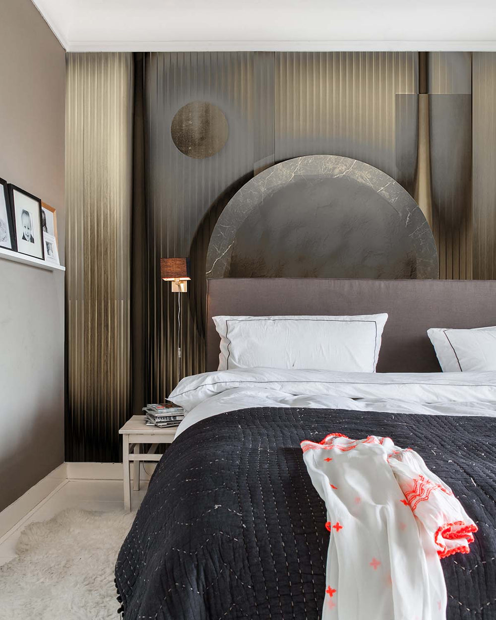 German Grey Abstract Geometric Cosmos Mural M2998