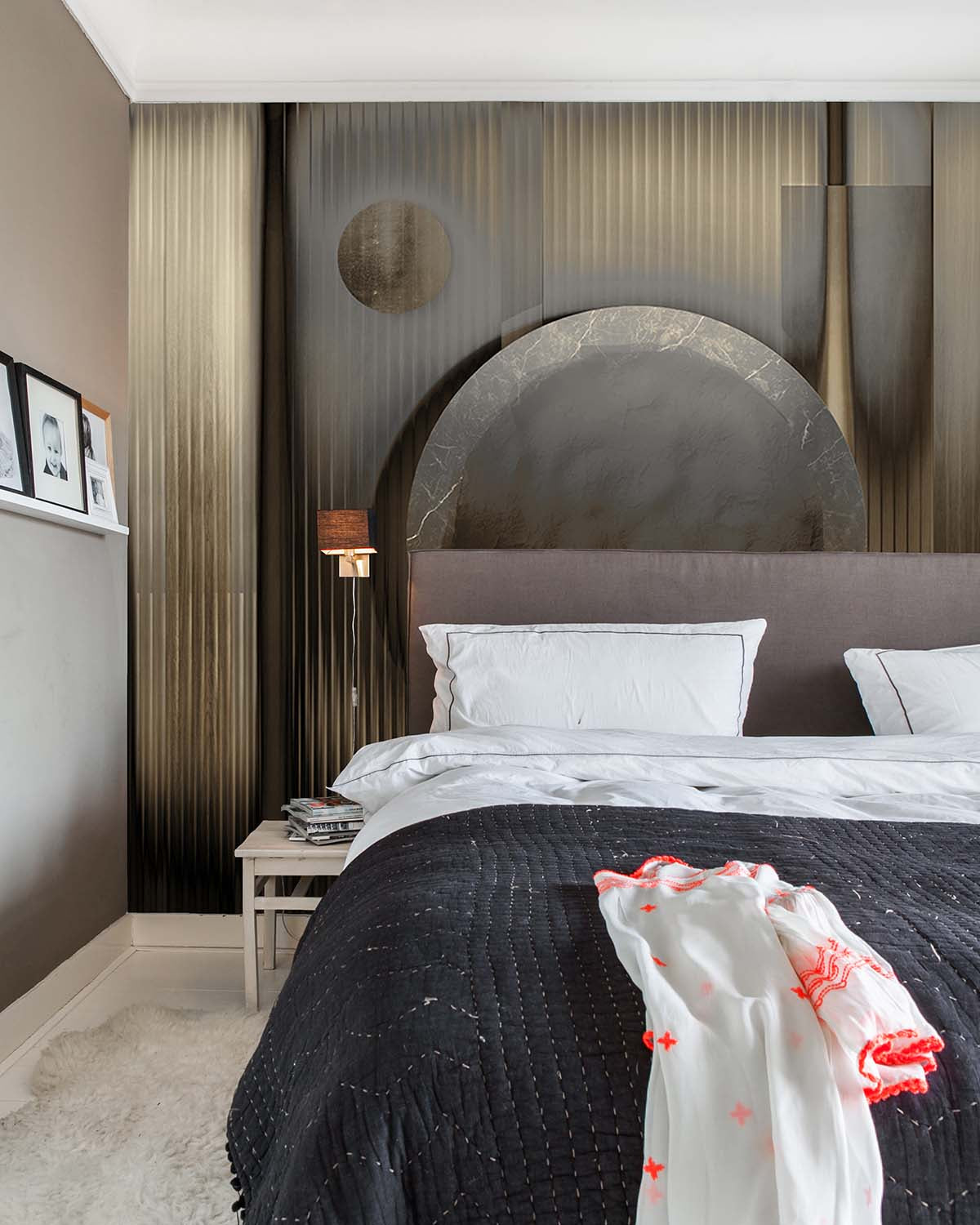 German Grey Abstract Geometric Cosmos Mural M2998