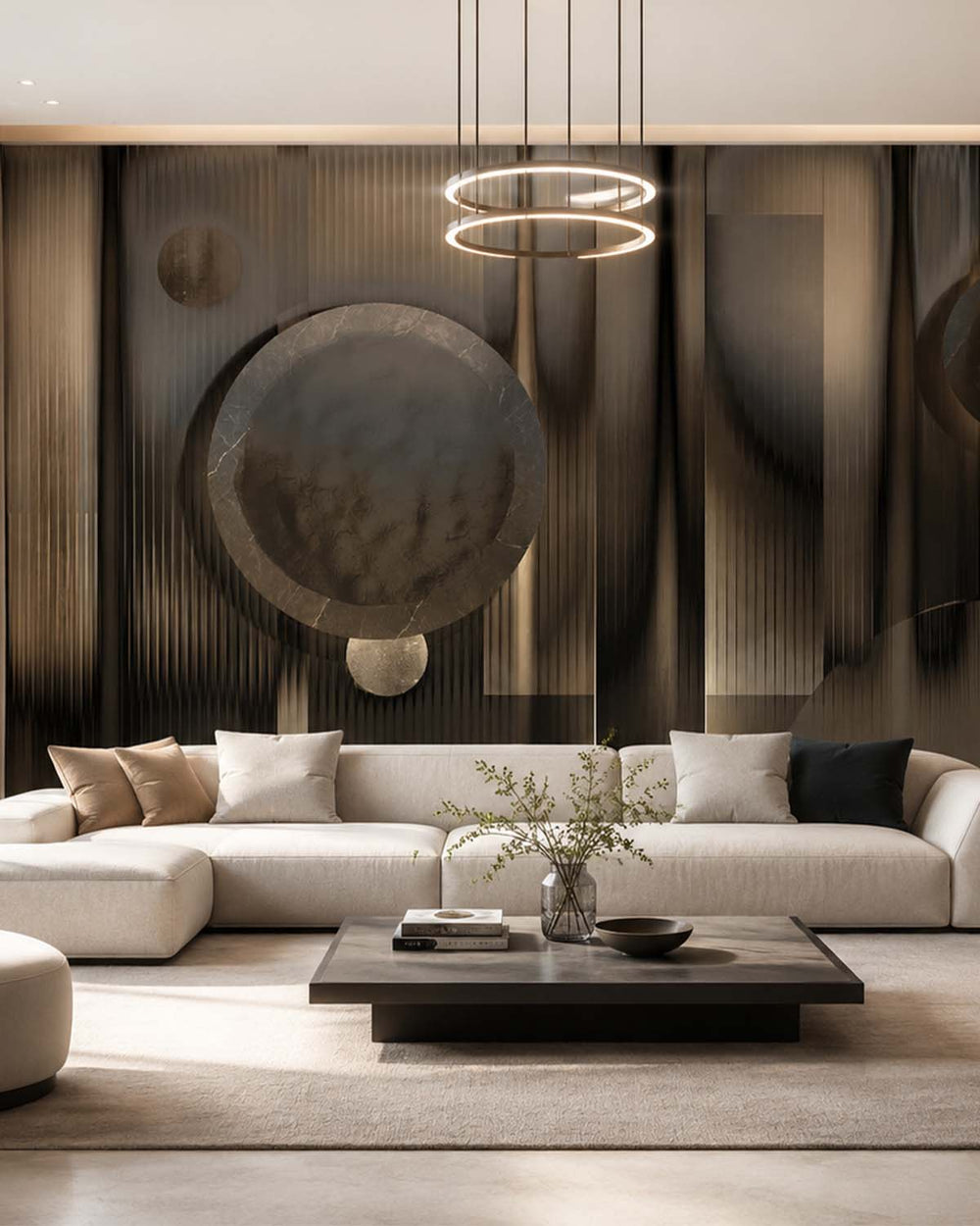 German Grey Abstract Geometric Cosmos Mural M2998