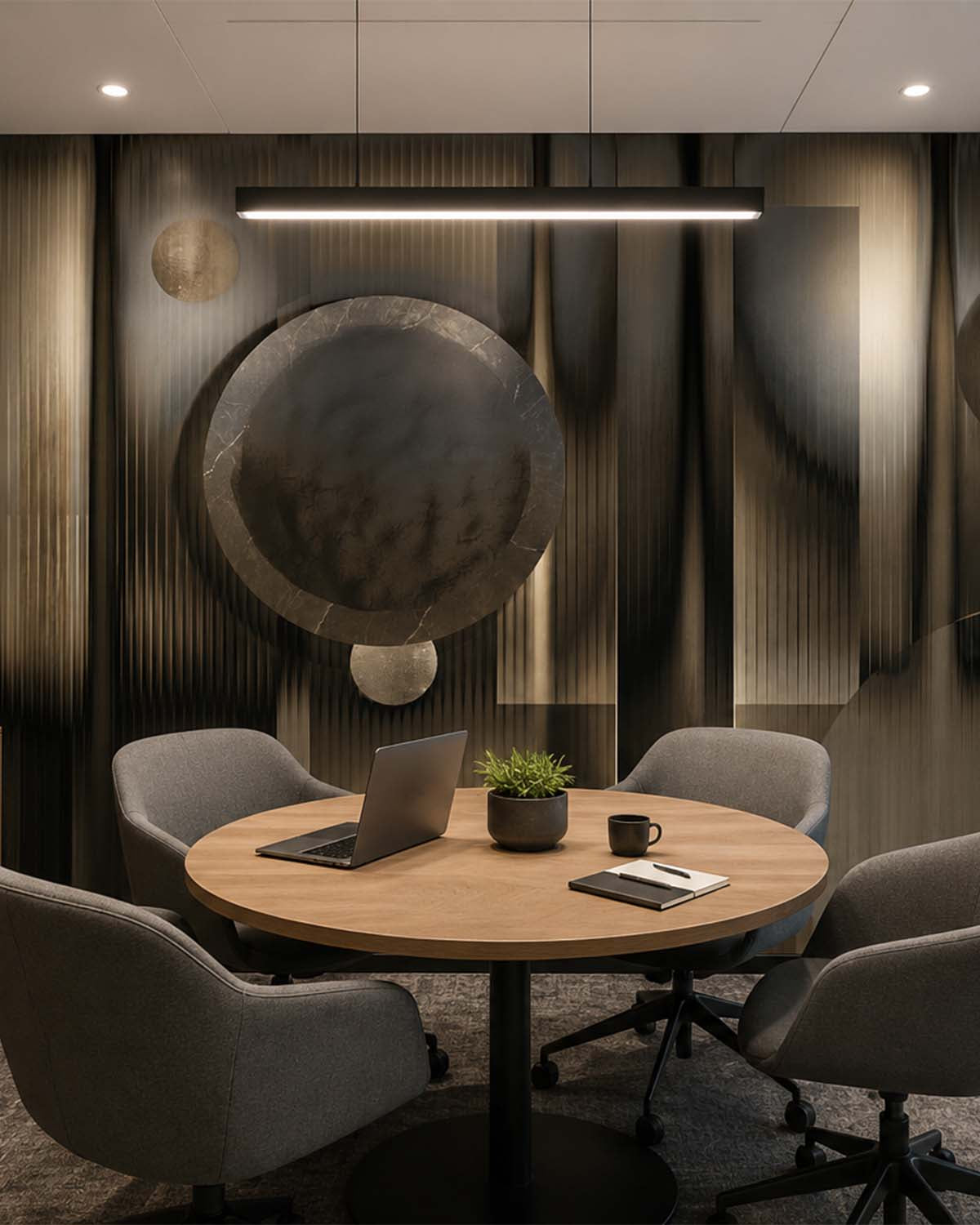 German Grey Abstract Geometric Cosmos Mural M2998 - Sample