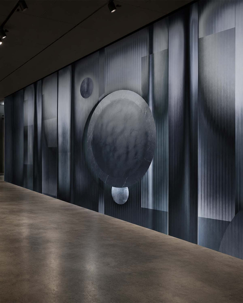 Blue Charcoal Abstract Geometric Cosmos Mural M2999 - Sample