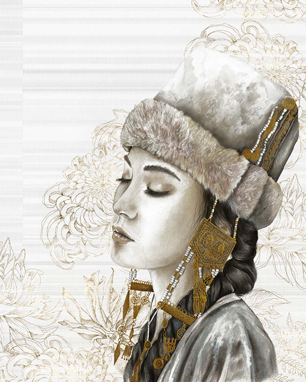 Bleached Silk Winter Princess Mural M3000 - Sample