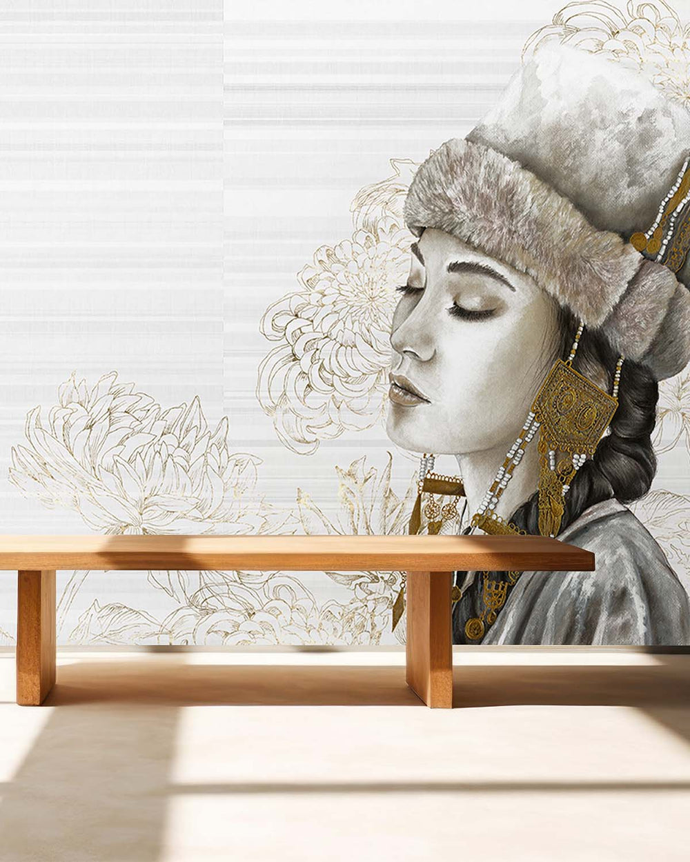 Bleached Silk Winter Princess Mural M3000