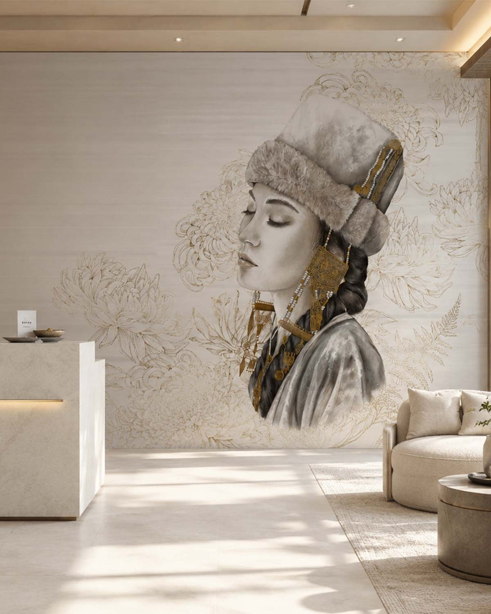 Bleached Silk Winter Princess Mural M3000
