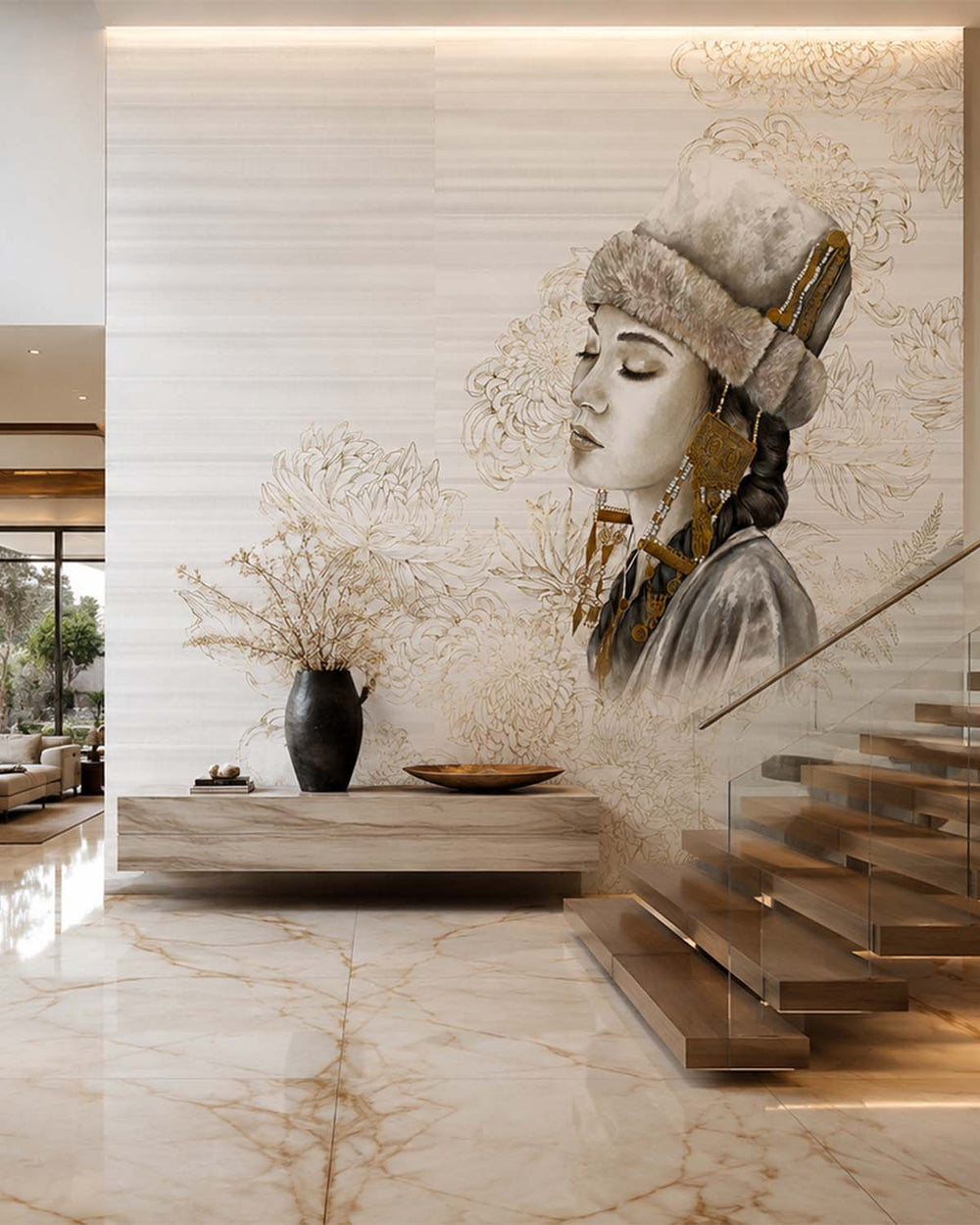 Bleached Silk Winter Princess Mural M3000