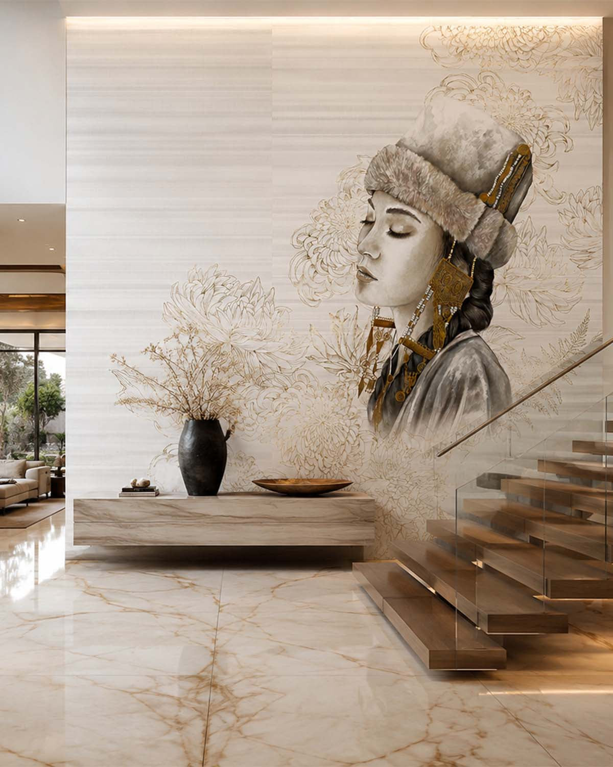 Bleached Silk Winter Princess Mural M3000 - Sample