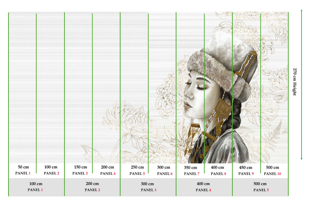 Bleached Silk Winter Princess Mural M3000 - Sample