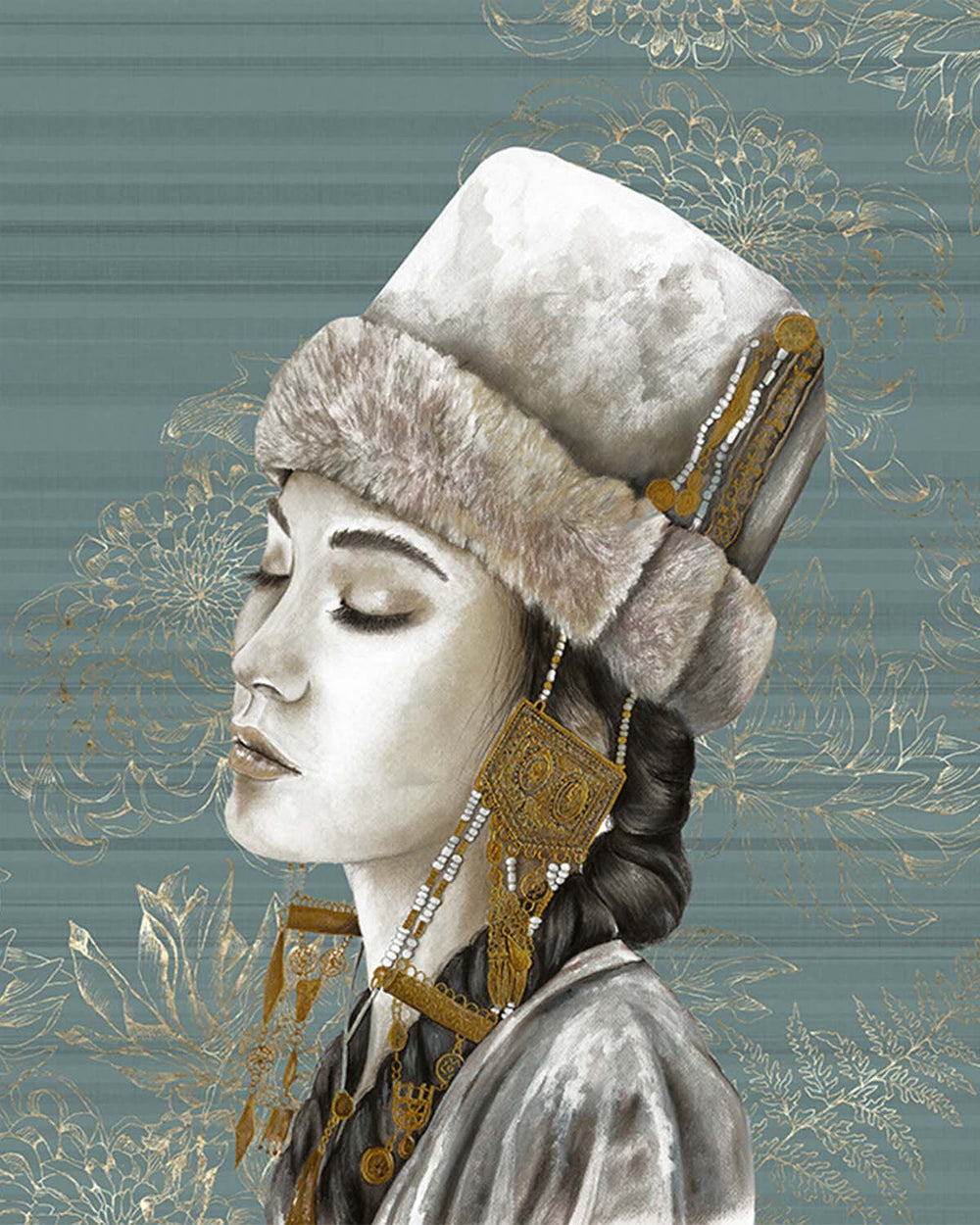 Dark Lagoon Winter Princess Mural M3002 - Sample