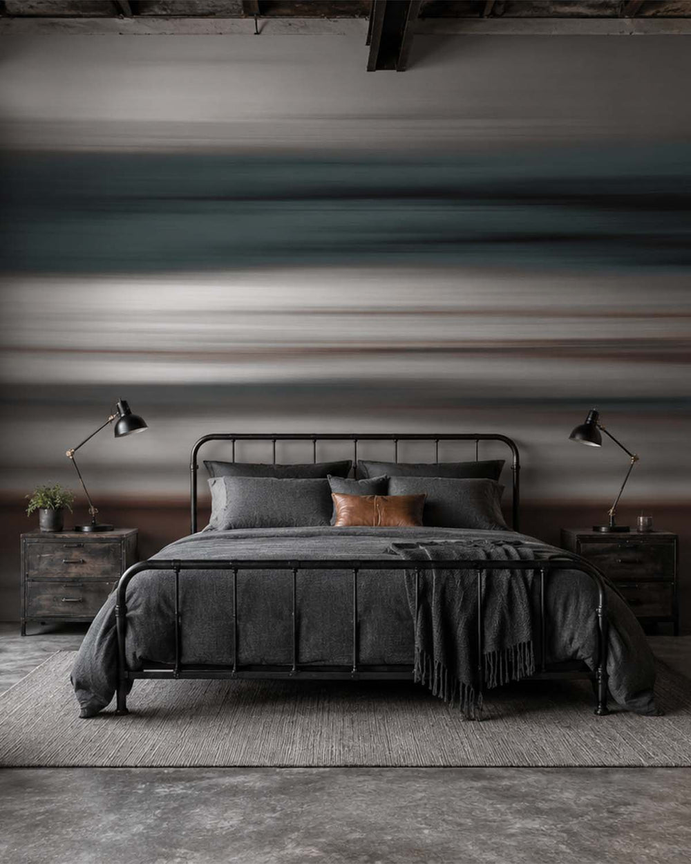 Frontier Green Abstract Coastal Sunset Mural M3005