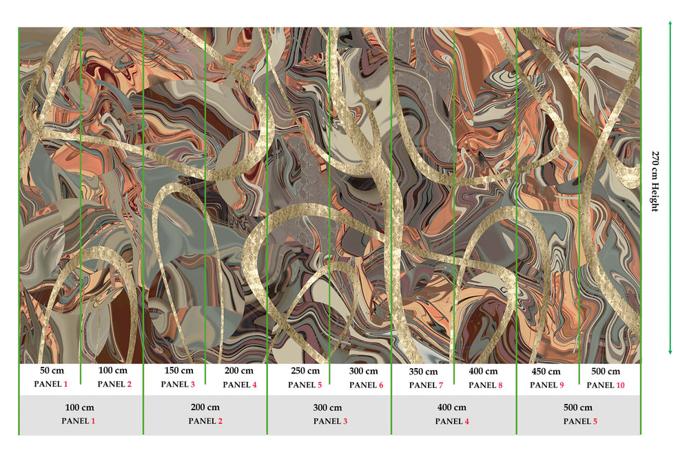 Brown Clay Swirling Marble Vein Mural M3006