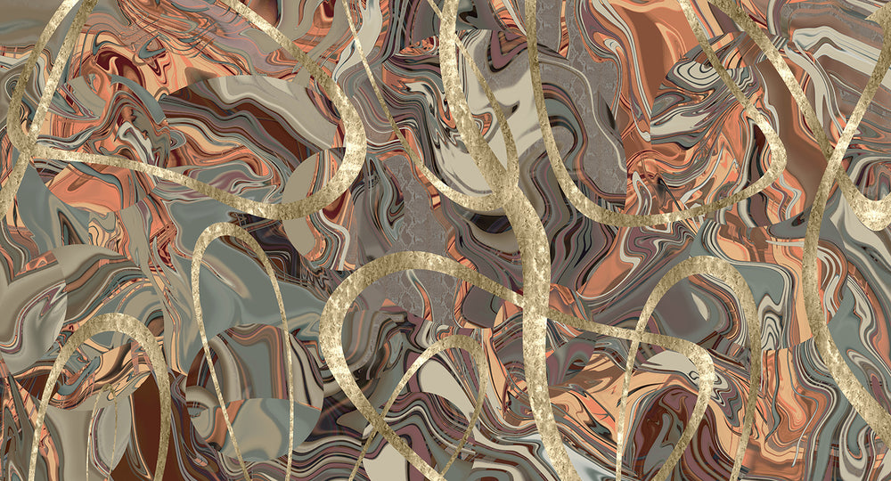 Brown Clay Swirling Marble Vein Mural M3006 - Sample