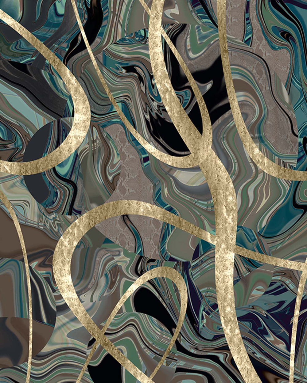 Thunderhawk Blue Swirling Marble Vein Mural M3007