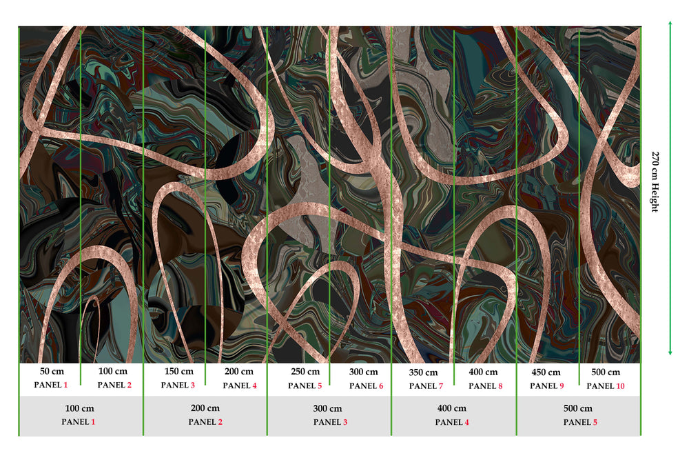 Emerald Forest Swirling Marble Vein Mural M3008 - Sample