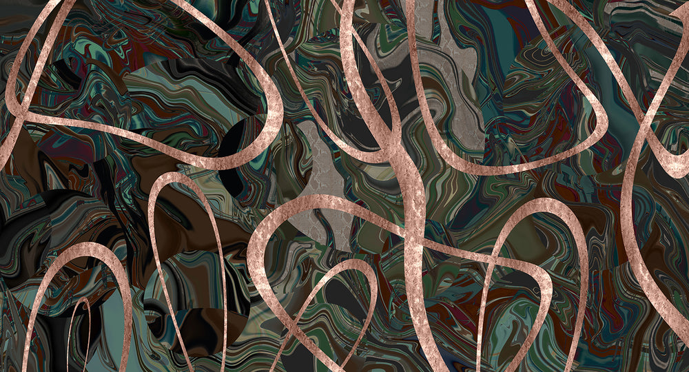 Emerald Forest Swirling Marble Vein Mural M3008