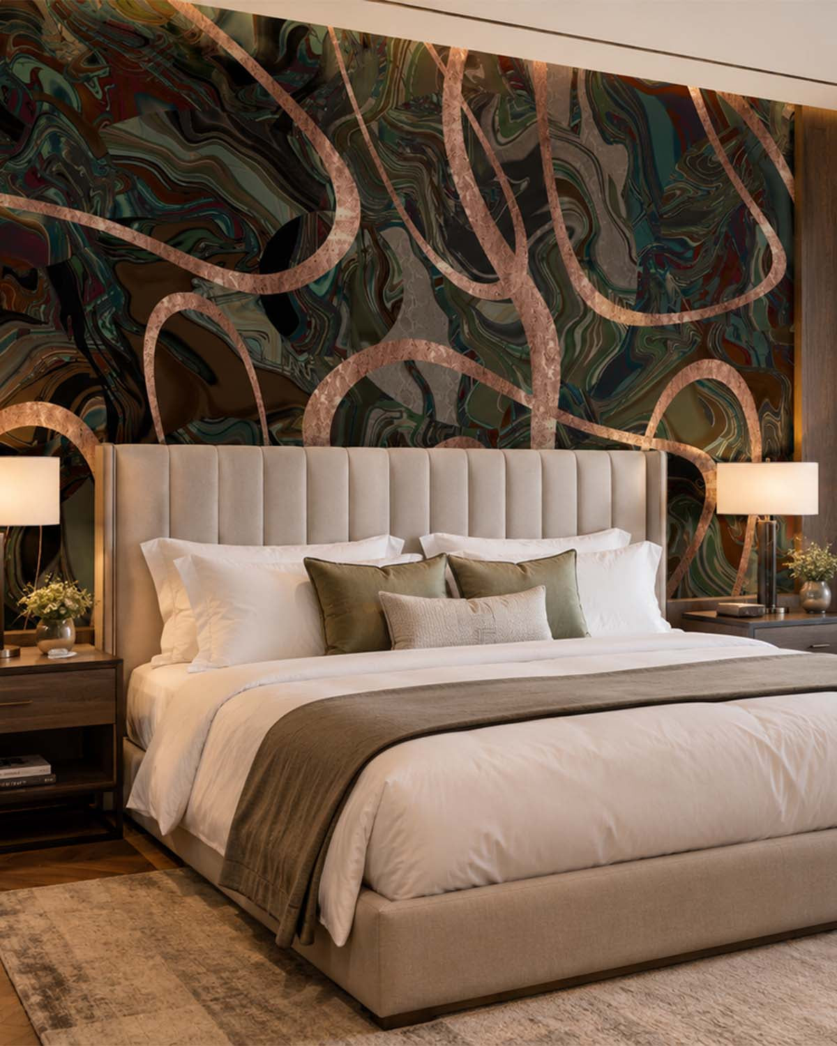 Emerald Forest Swirling Marble Vein Mural M3008 - Sample