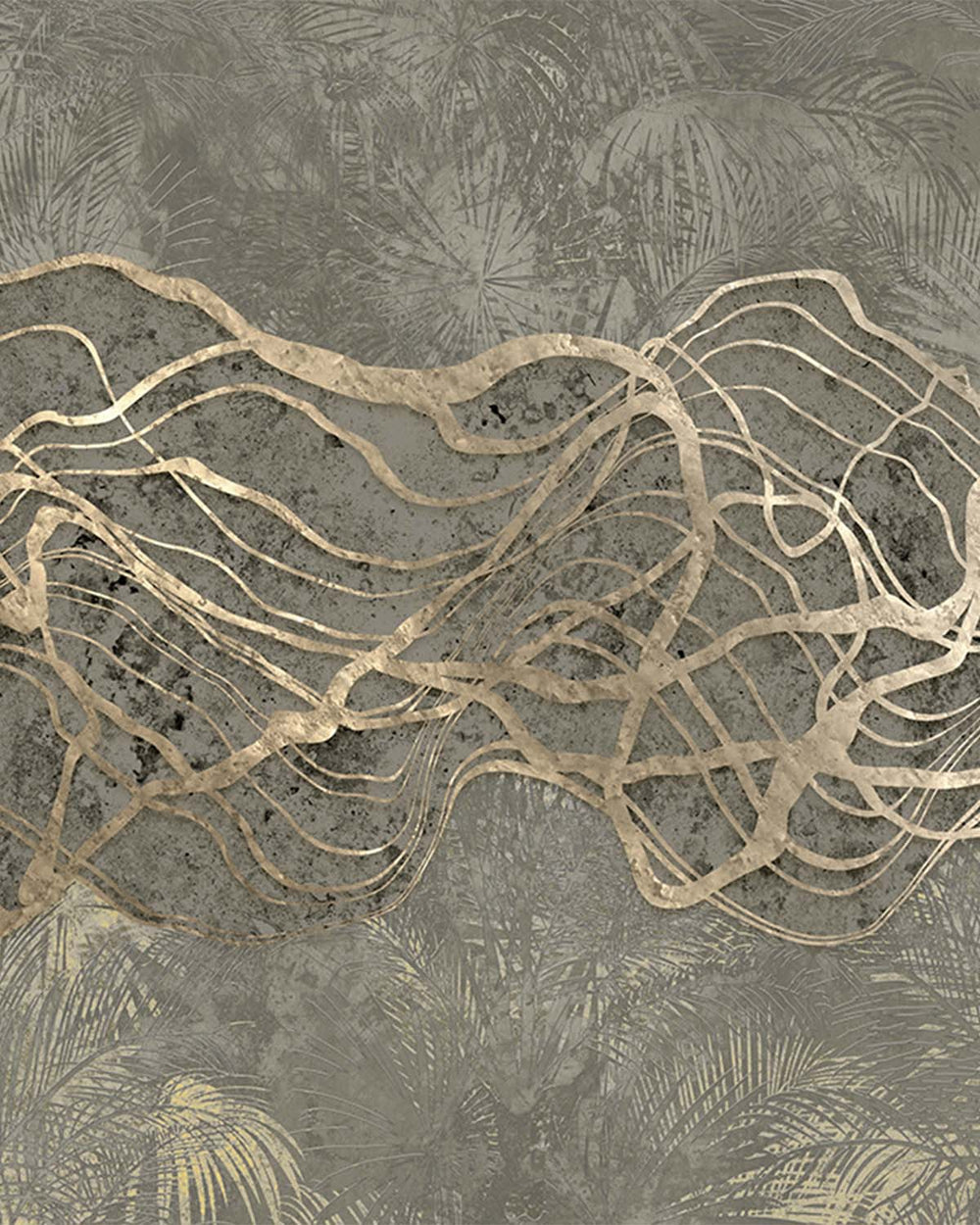 Smoky Topaz Abstract Tropical Foliage Mural M3013
