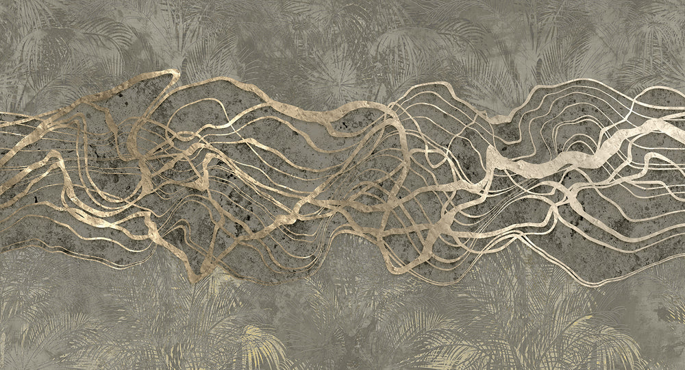 Smoky Topaz Abstract Tropical Foliage Mural M3013