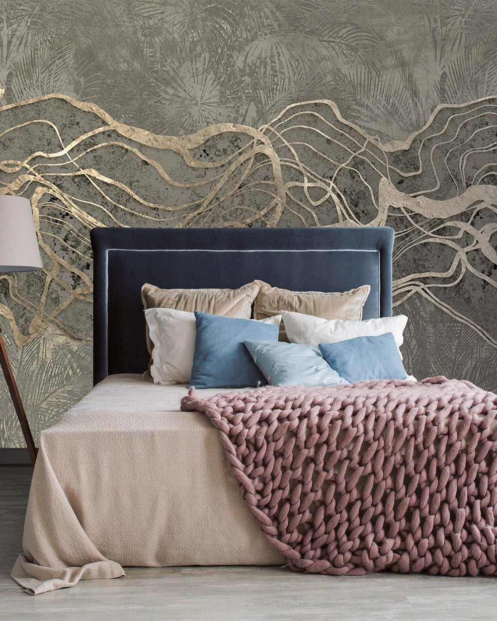 Smoky Topaz Abstract Tropical Foliage Mural M3013
