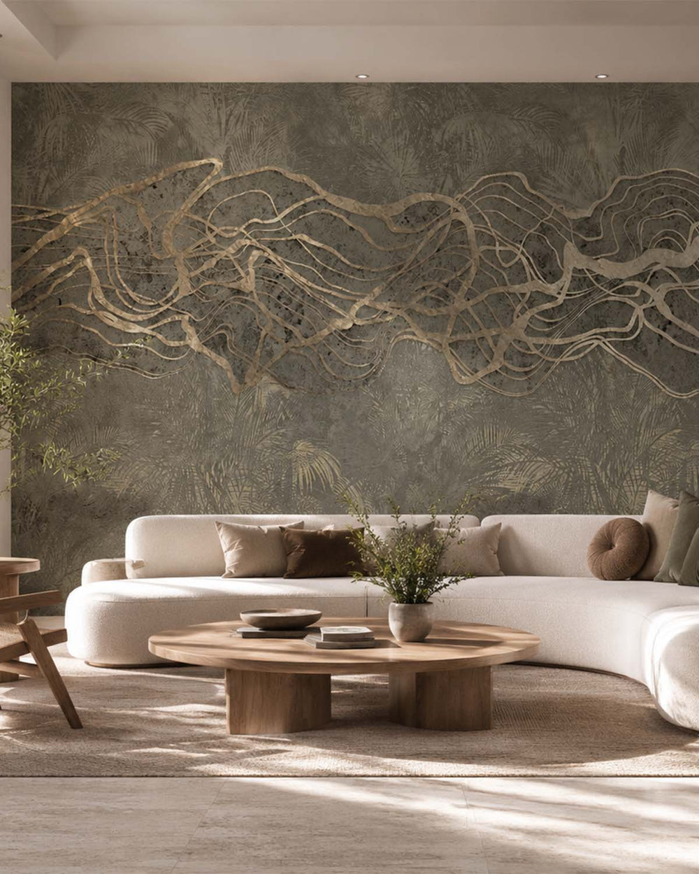 Smoky Topaz Abstract Tropical Foliage Mural M3013
