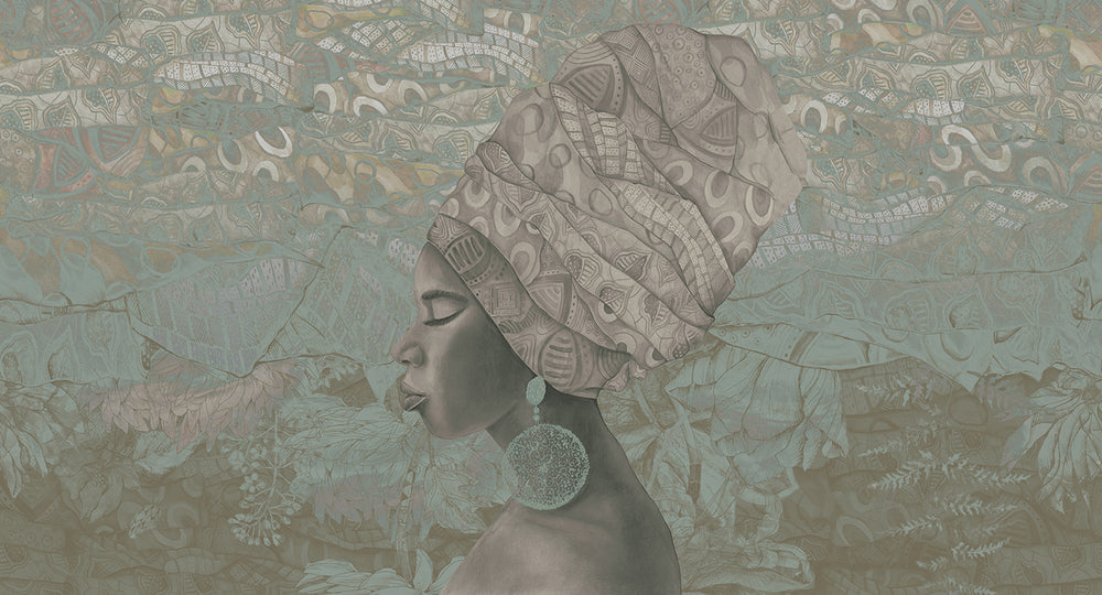 Grey Heron Serene African Queen Mural M3017 - Sample