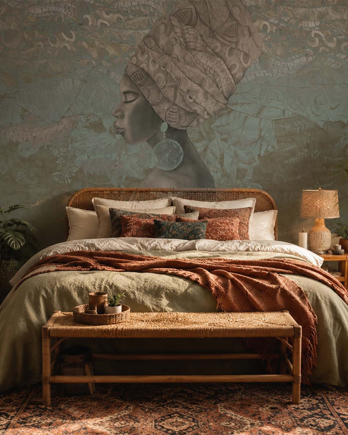 Grey Heron Serene African Queen Mural M3017 - Sample