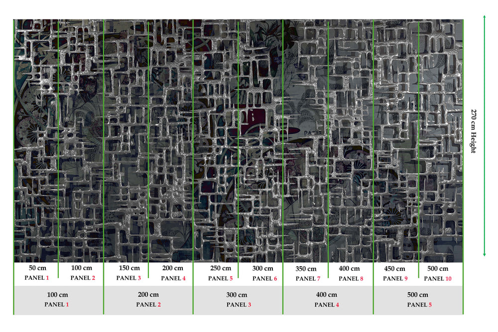 Titanium Grey Abstract 3D Web Mural M3020