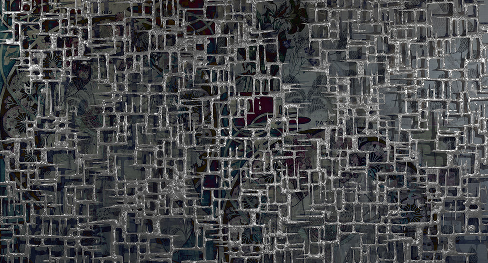 Titanium Grey Abstract 3D Web Mural M3020 - Sample