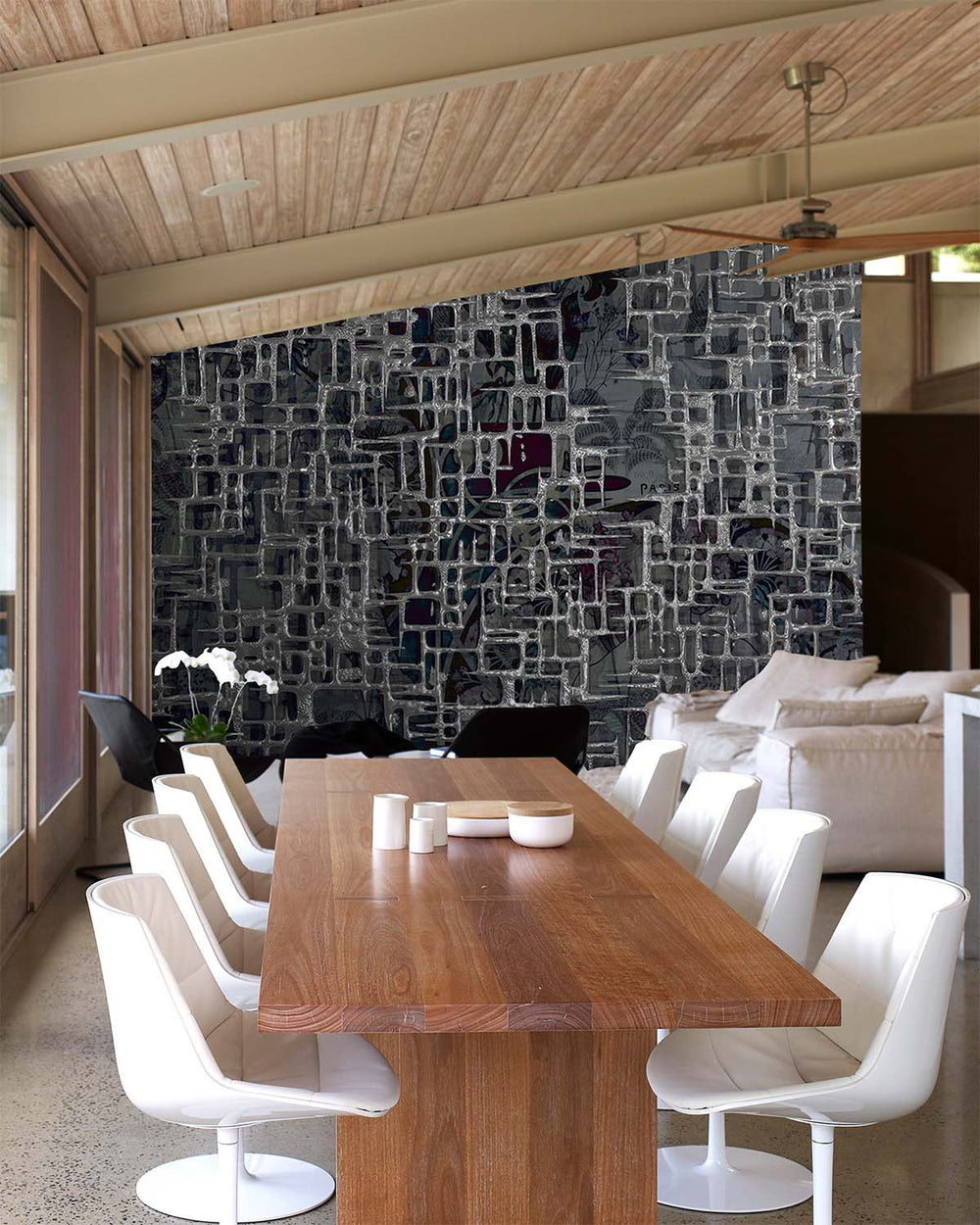 Titanium Grey Abstract 3D Web Mural M3020