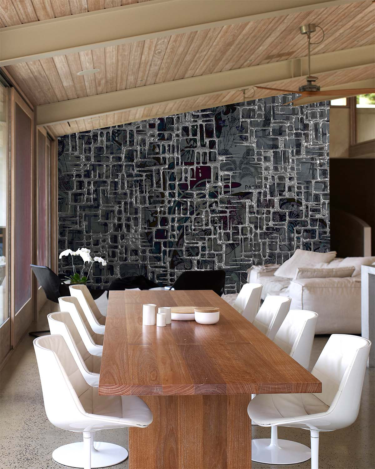 Titanium Grey Abstract 3D Web Mural M3020