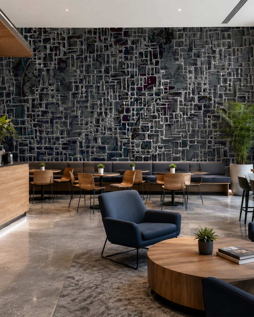 Titanium Grey Abstract 3D Web Mural M3020